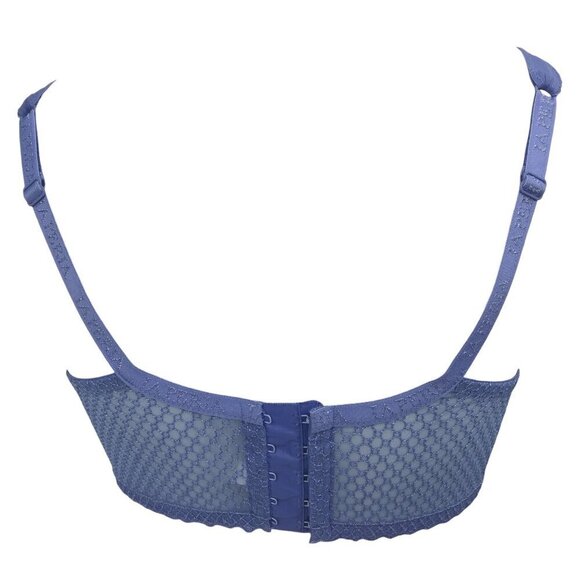 La Perla Bra High Waisted Underwear Underwire Size 34B Blue Lace Set Pinup Sheer - Picture 6 of 16